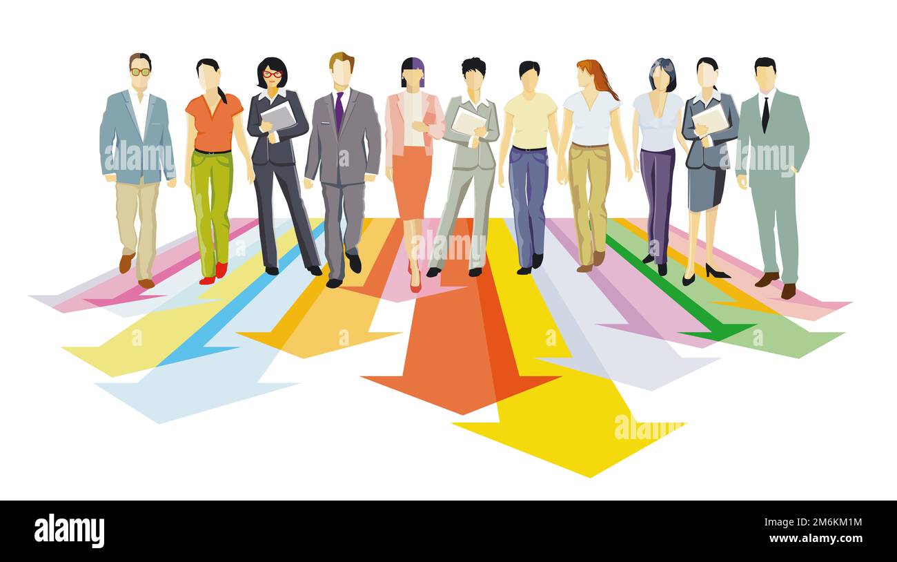 Un groupe de professionnels avance, illustration Banque D'Images