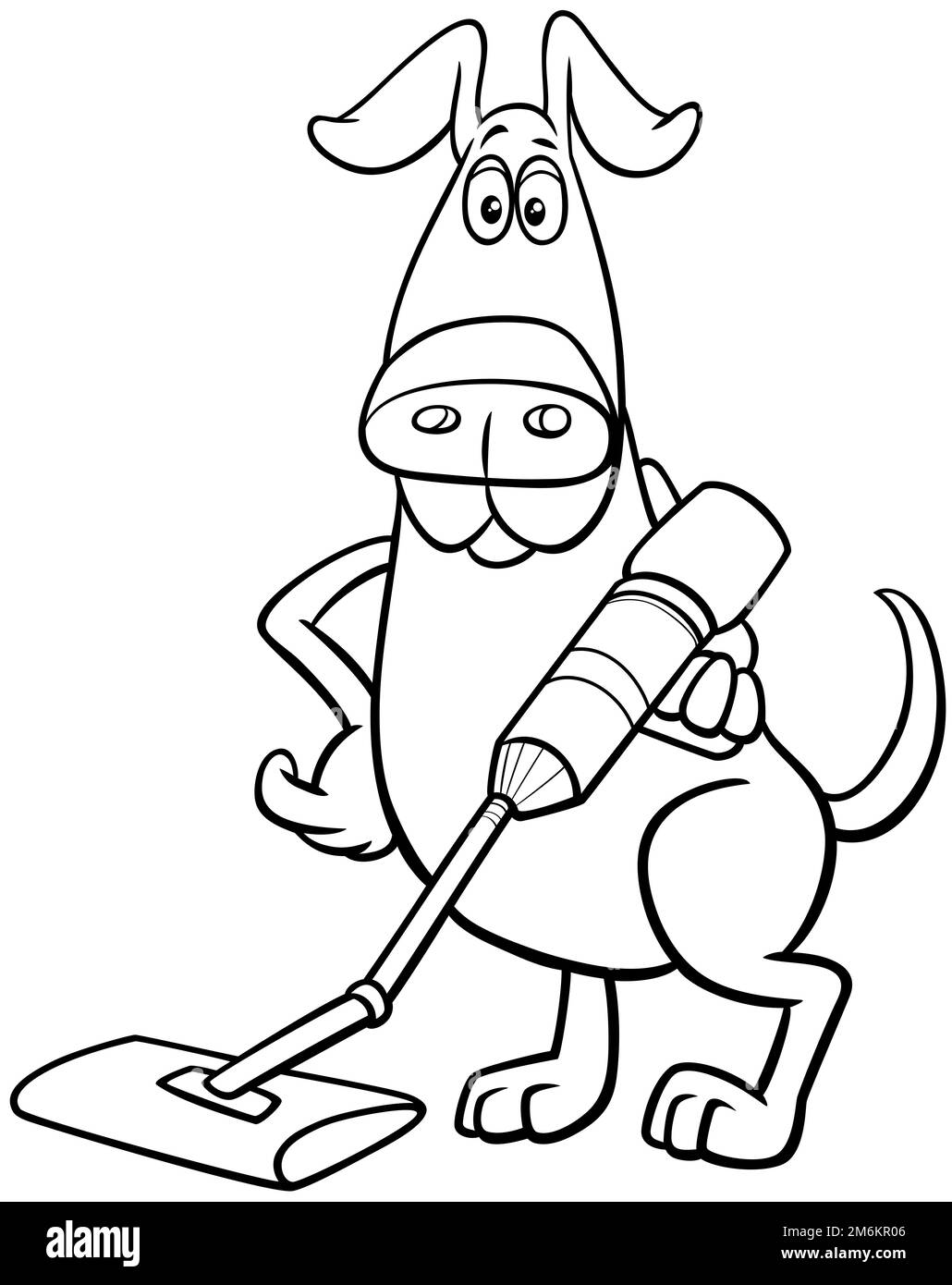 Personnage de chien de dessin animé avec page de coloriage pour aspirateur Banque D'Images