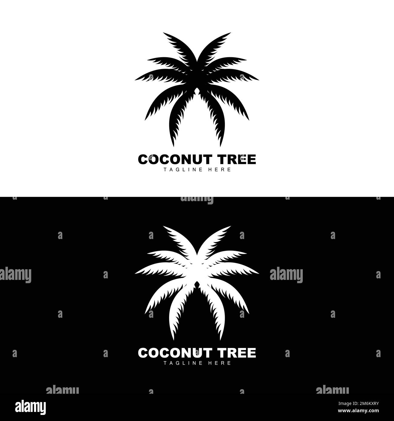 Logo Coconut Tree, vecteur Ocean Tree, Design for Templates, marquage de produit, logo d'objet de tourisme de plage Illustration de Vecteur