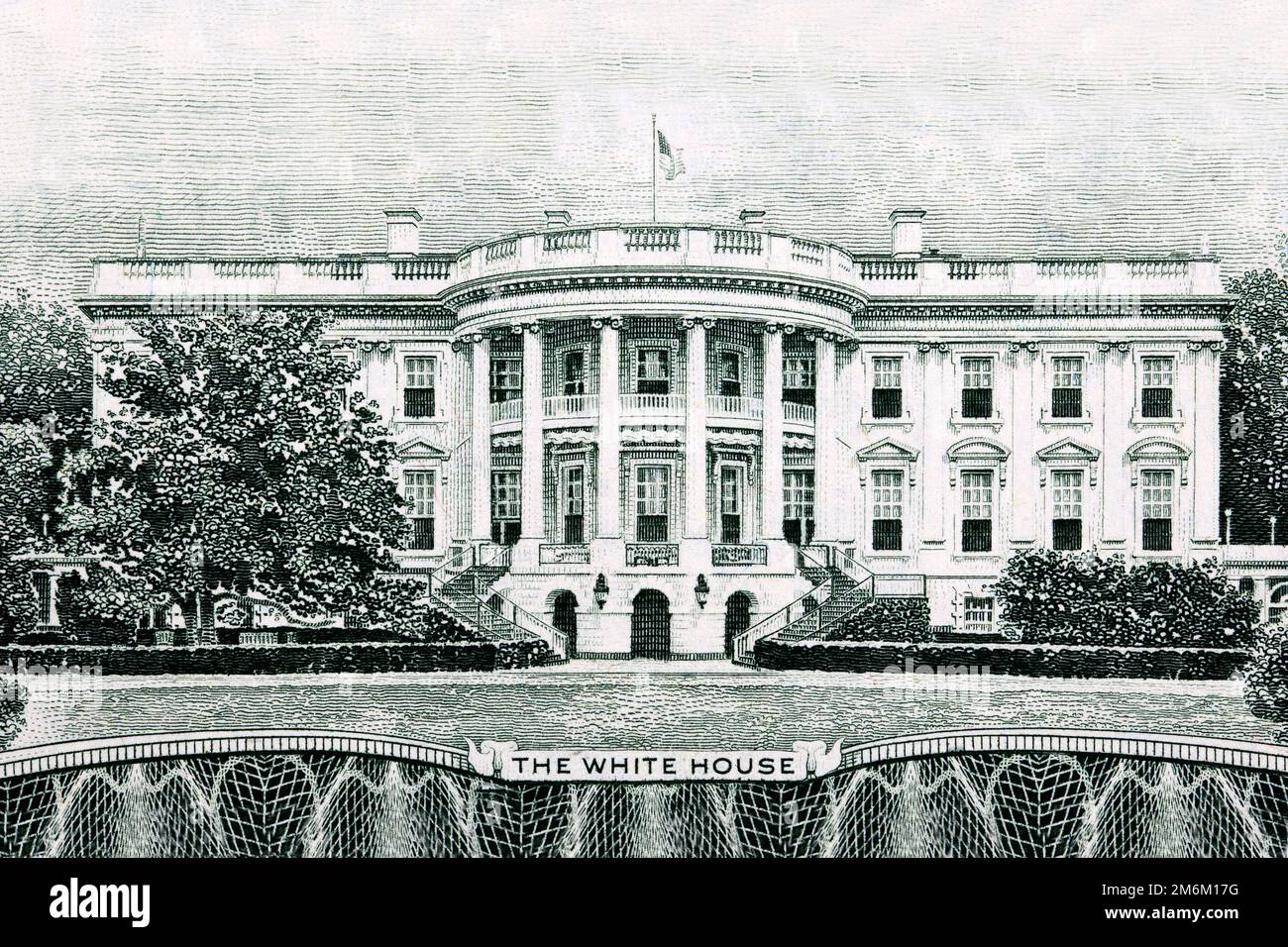 La Maison Blanche des vieux dollars américains Banque D'Images