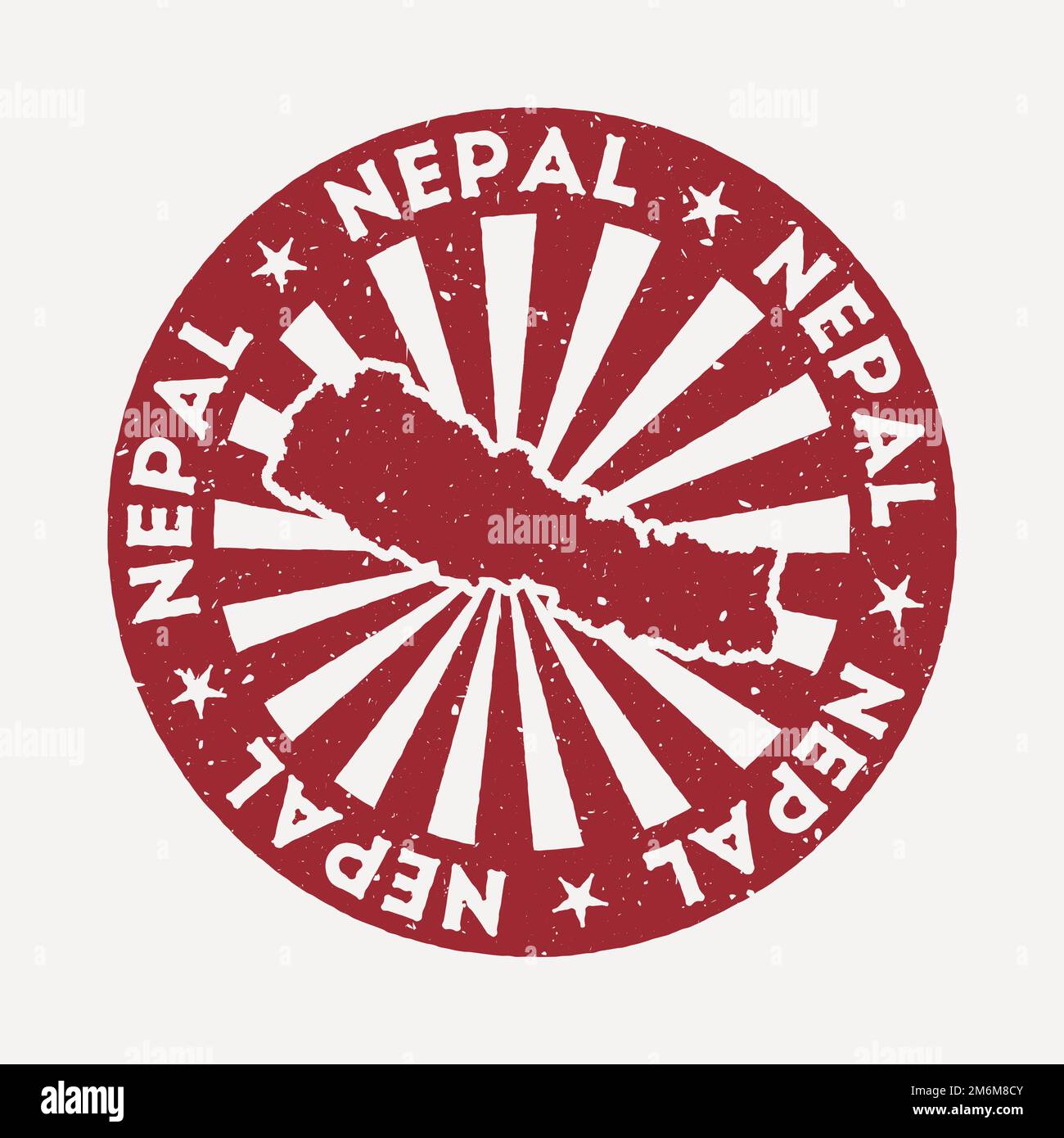 Timbre du Népal. Voyager tampon en caoutchouc rouge avec la carte du pays, illustration vectorielle. Illustration de Vecteur