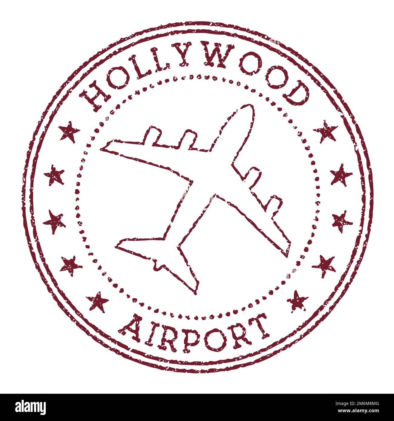 Timbre de l'aéroport de Hollywood. Logo rond de l'aéroport de fort Lauderdale. Illustration vectorielle. Illustration de Vecteur