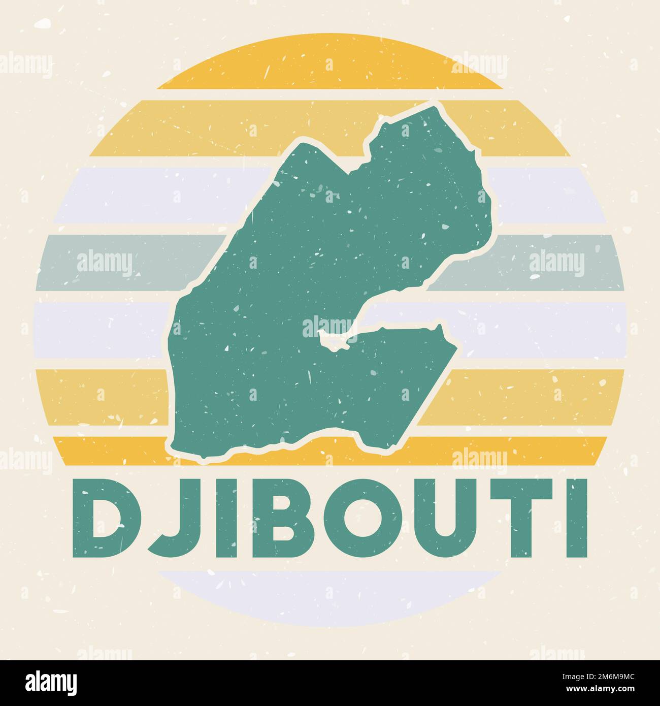 Logo Djibouti. Signe avec la carte du pays et des rayures colorées, illustration vectorielle. Illustration de Vecteur