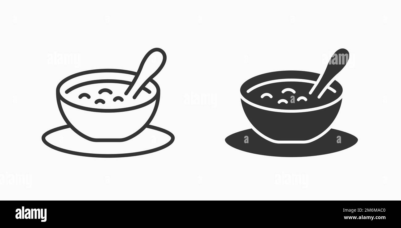 Bol avec ligne de bouillie de céréales pour bébé et icônes de glyphe. Illustration vectorielle. Illustration de Vecteur