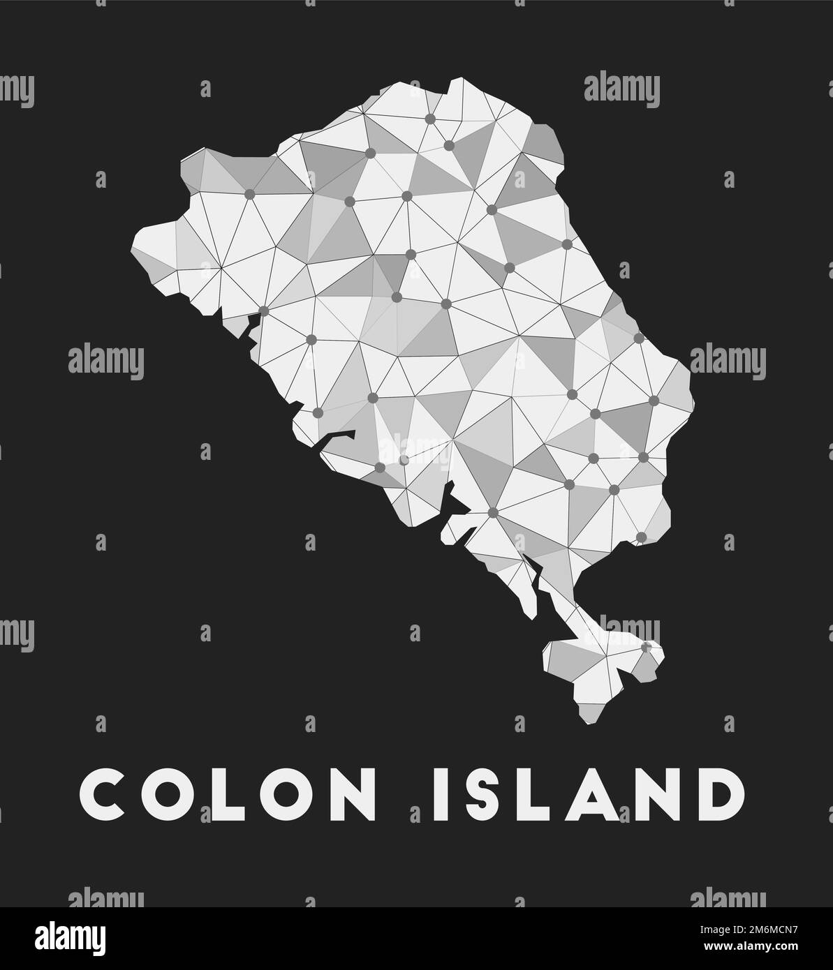 Île du colon - carte du réseau de communication. Design géométrique tendance de colon Island sur fond sombre. Illustration de Vecteur