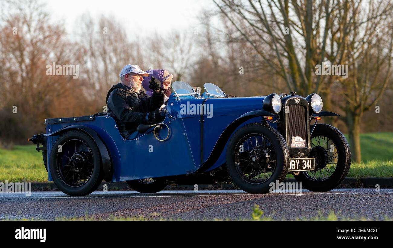 1937 Blue Austin sept avant la guerre voiture d'époque Banque D'Images