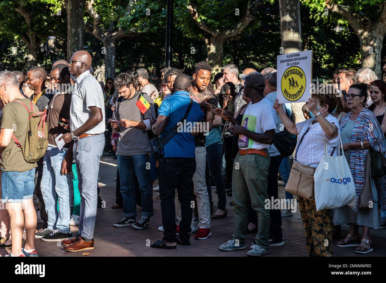 Manifestation pour la mort de plusieurs immigrants illégaux à la frontière entre l'Espagne et le Maroc. Banque D'Images