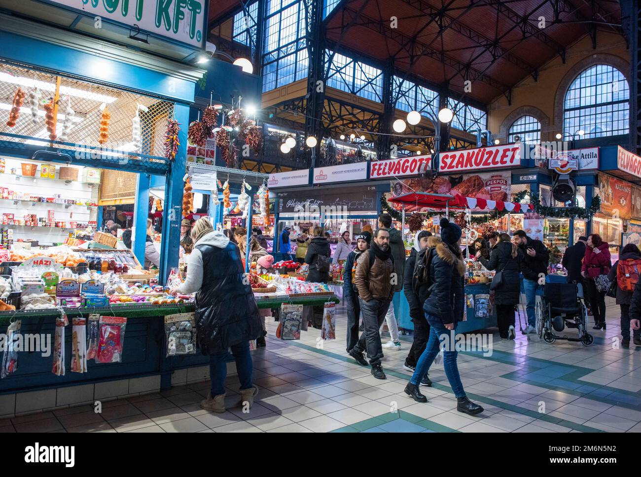 La Grande salle du marché à Budapest, Hongrie Europe UE Banque D'Images