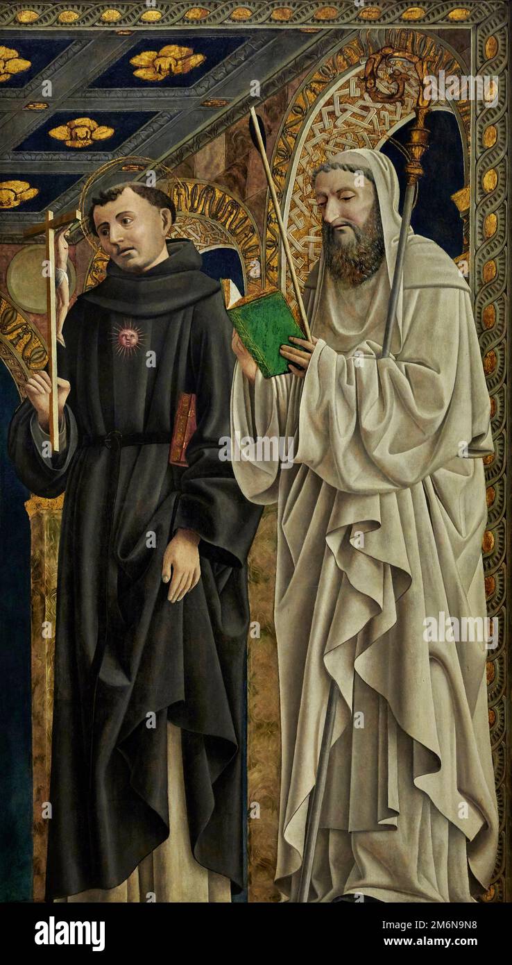 S. Egidio e S. Nicola da Tolentino - tempera su tavola - pittore lombardo - 1490 - Milano, Pinacoteca del Castello Sforzesco Banque D'Images