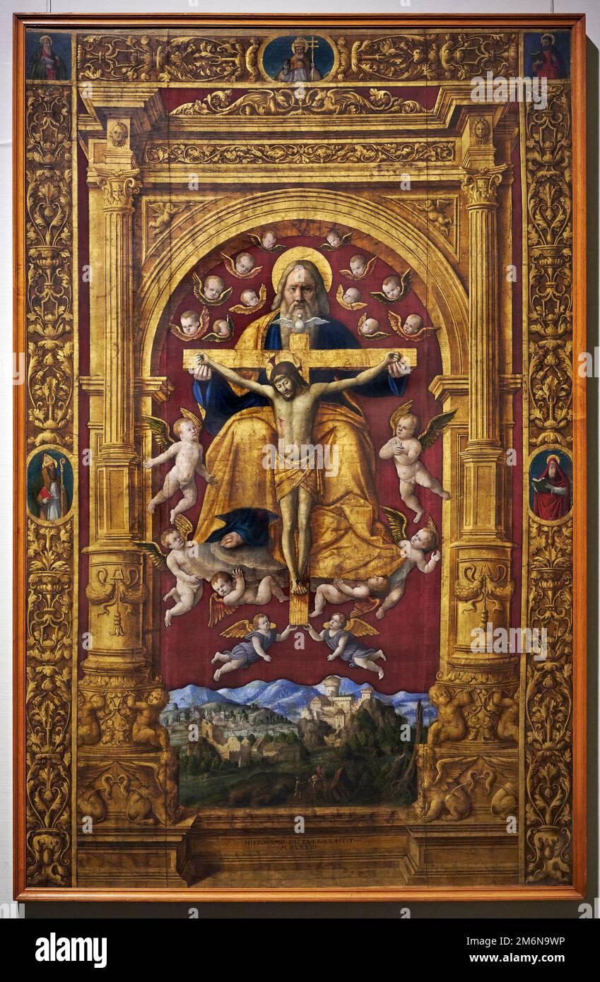 La SS. Trinità - tempera su tela - Girolamo Galizzi da Santacroce - 1533 - Milano, Pinacoteca del Castello Sforzesco Banque D'Images
