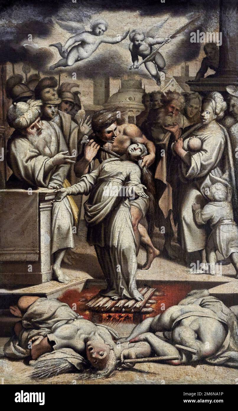 Martirio di S. Agnese - olio su carta applicata su tela - Camillo Procacini - 1592 - Milano, Pinacoteca del Castello Sforzesco Banque D'Images