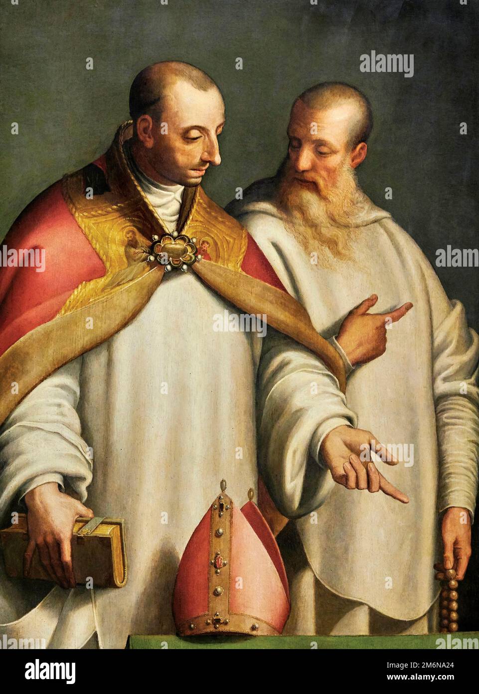 S. Ugo di Lincoln e il beato Guglielmo da Fenoglio - olio su tavola - Bernardino Campi - 1576 - Milano, Pinacoteca del Castello Sforzesco Banque D'Images