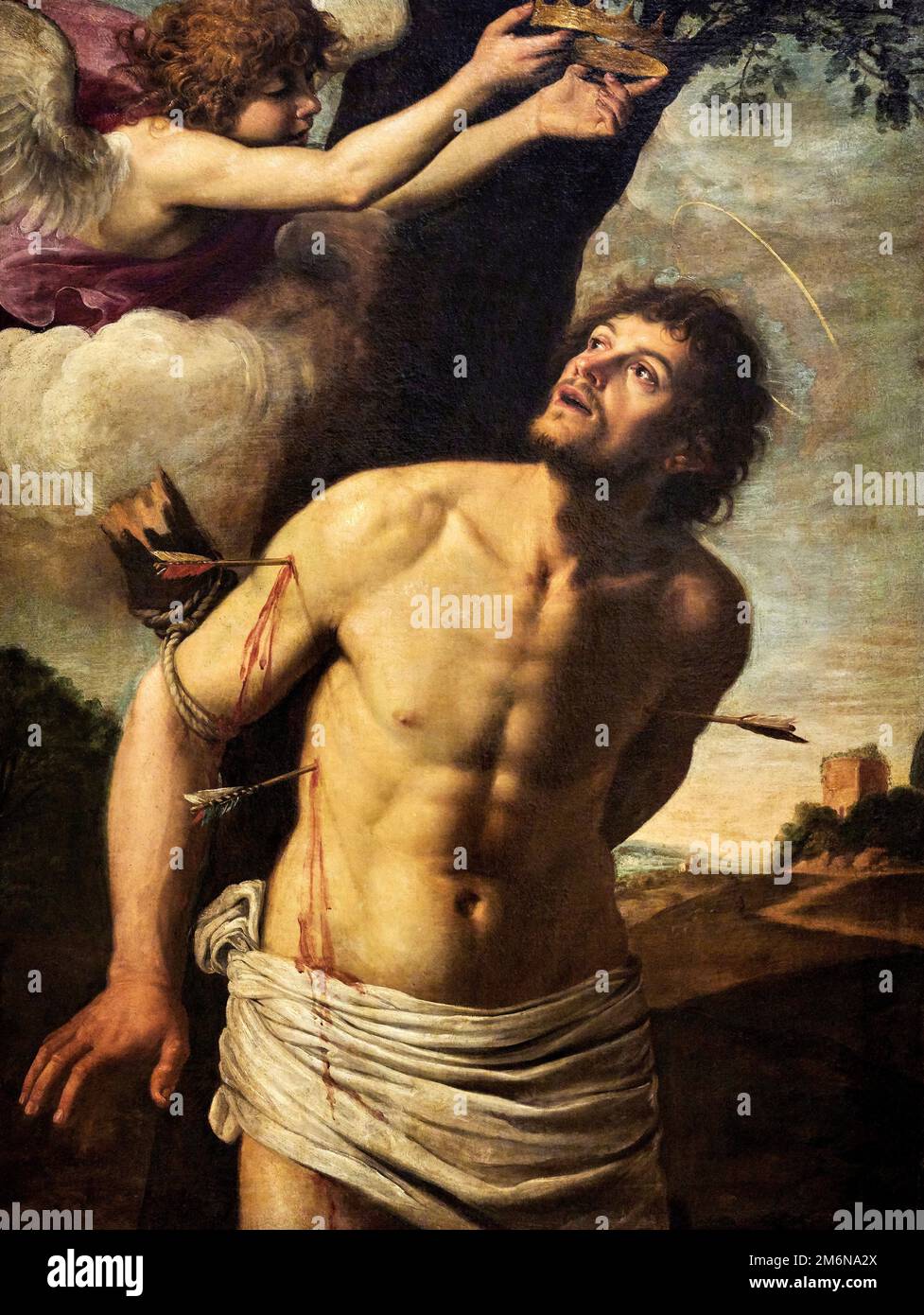 San Sebastiano - olio su tela - Giuseppe Vermiglio - 1621 - Milan, Pinacoteca del Castello Sforzesco Banque D'Images