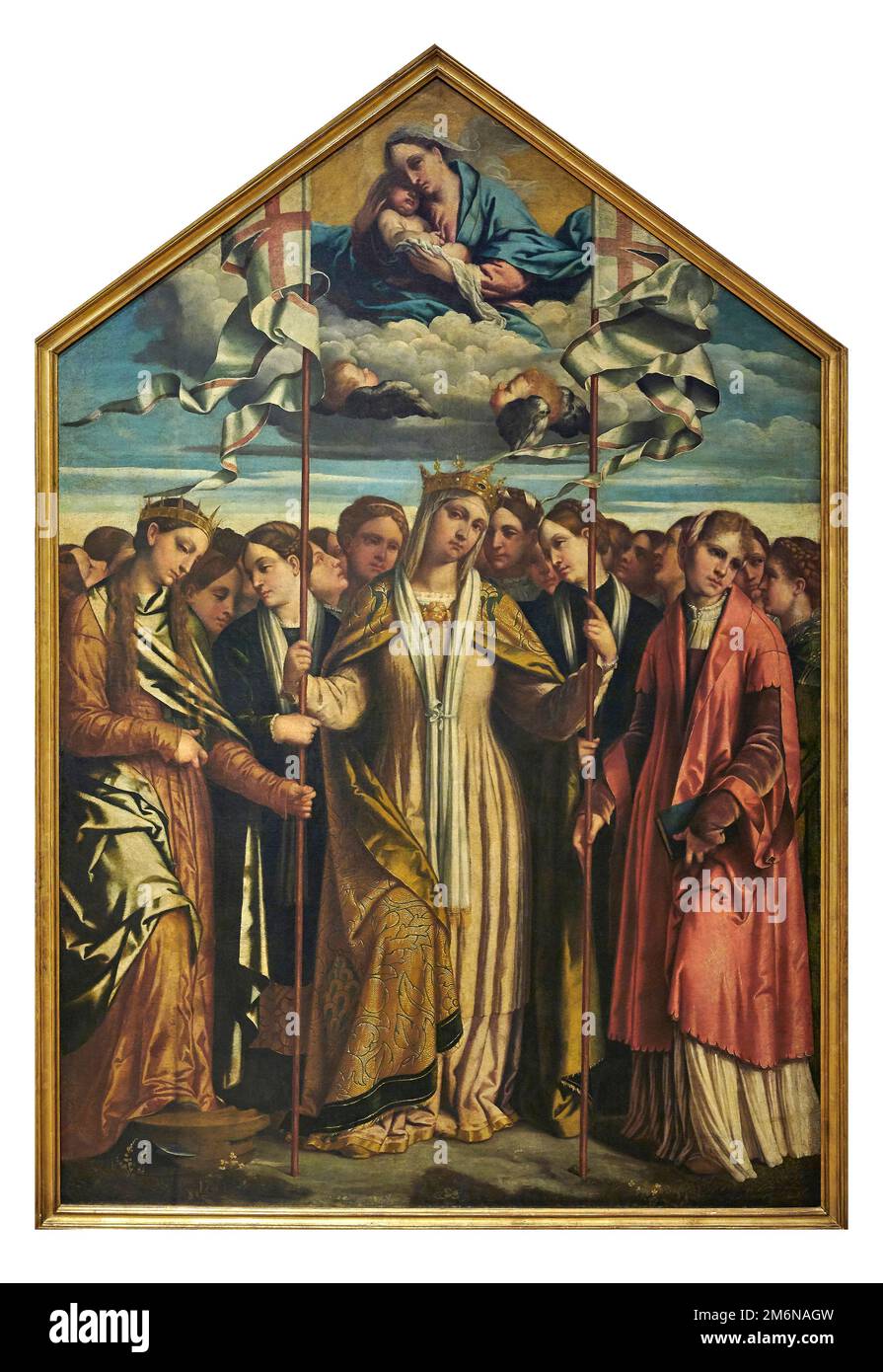 S.Orsola e le compagne - olio su tela - Alessandro Bonvicino detto Moretto - 1537 - Milano, Pinacoteca del Castello Sforzesco Banque D'Images