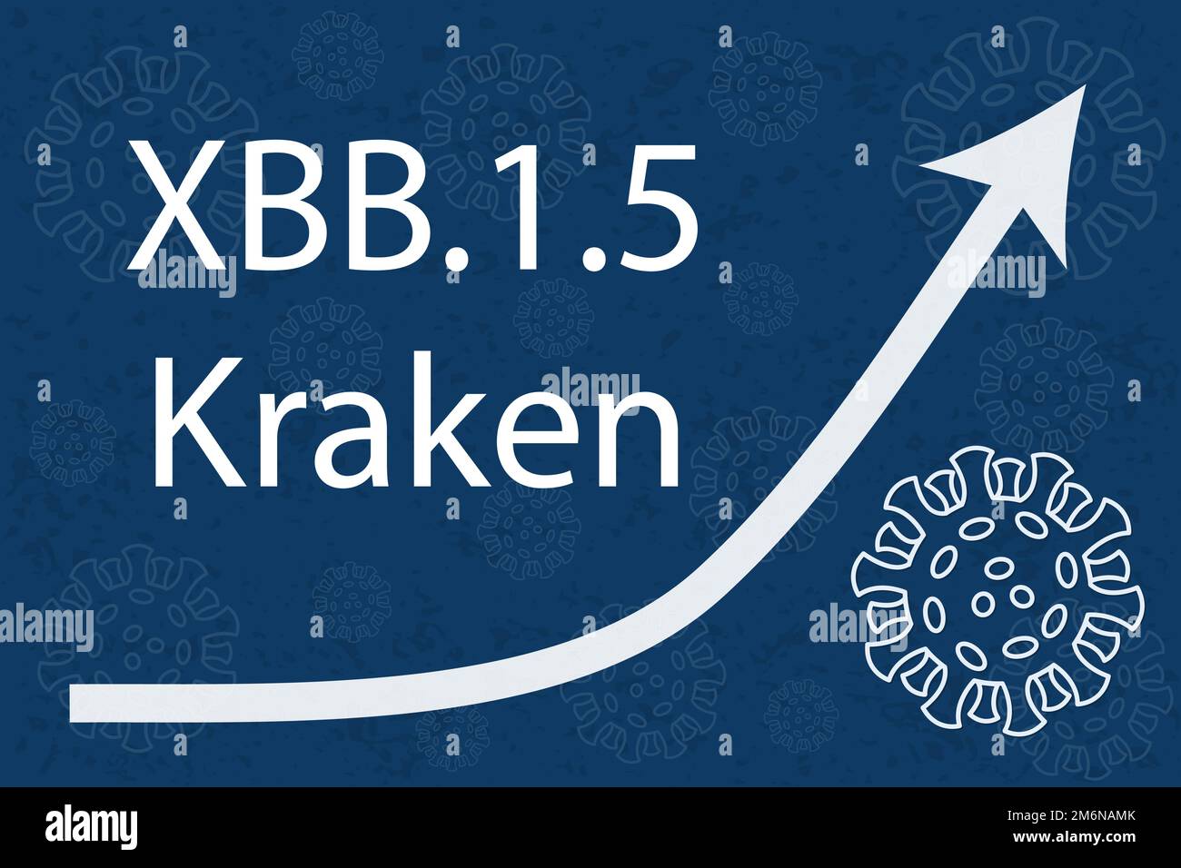 Une nouvelle sous-variante XBB.1,5 du coronavirus, surnommée Kraken, sous-traitant d'Omicron BA.2. La flèche indique une augmentation spectaculaire de la maladie. Texte blanc dans l'obscurité Illustration de Vecteur