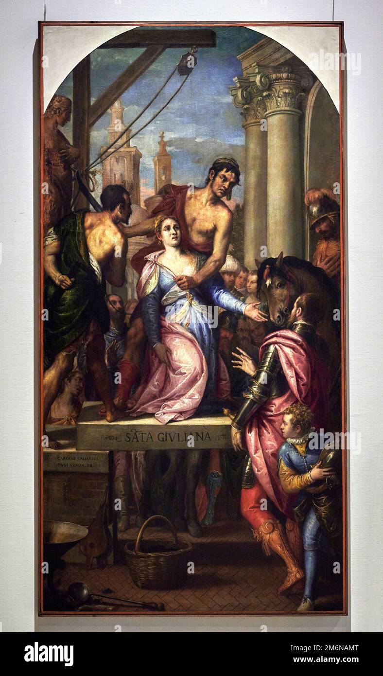 Martirio di S. Giuliana - olio su tela - Carlo Caliari - 1595 - Milan, Pinacoteca del Castello Sforzesco Banque D'Images