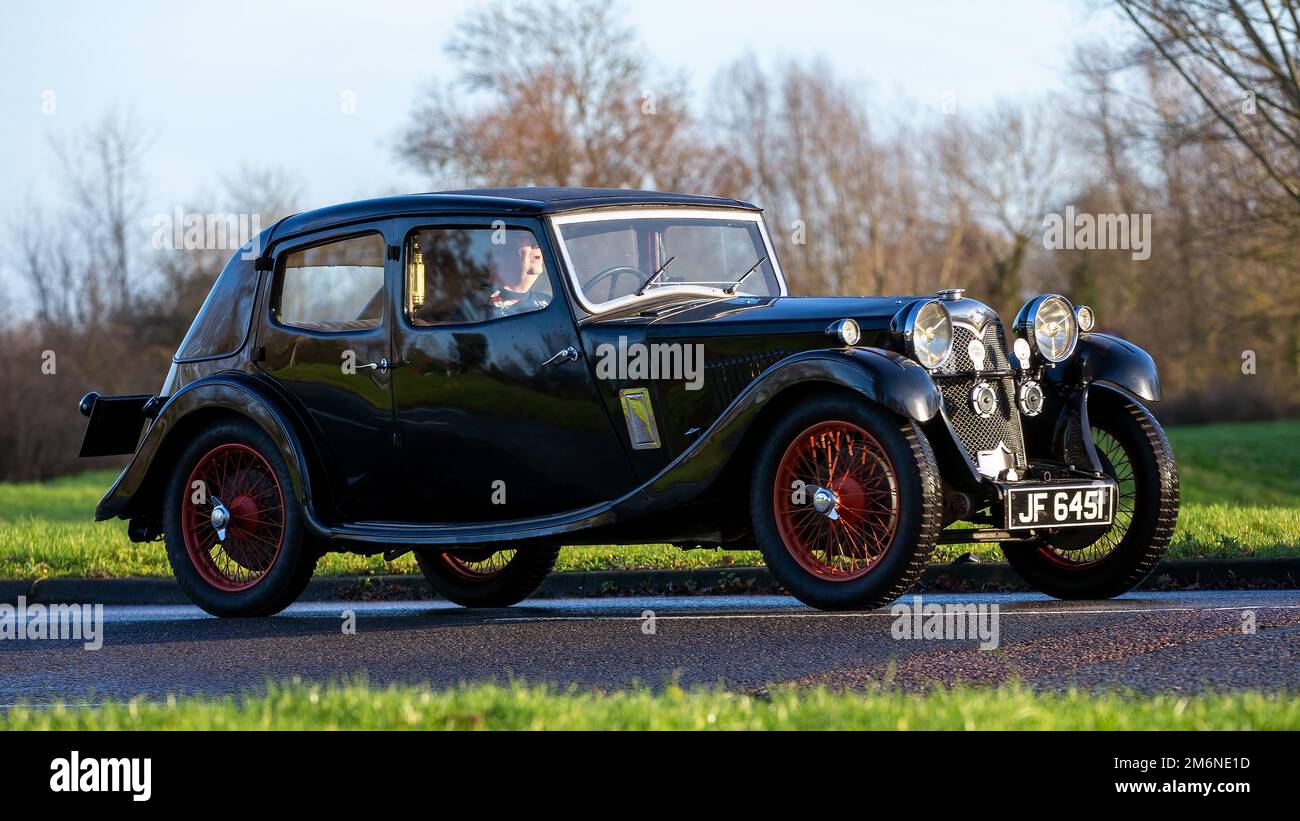 1934 voiture d'époque Riley noire Banque D'Images