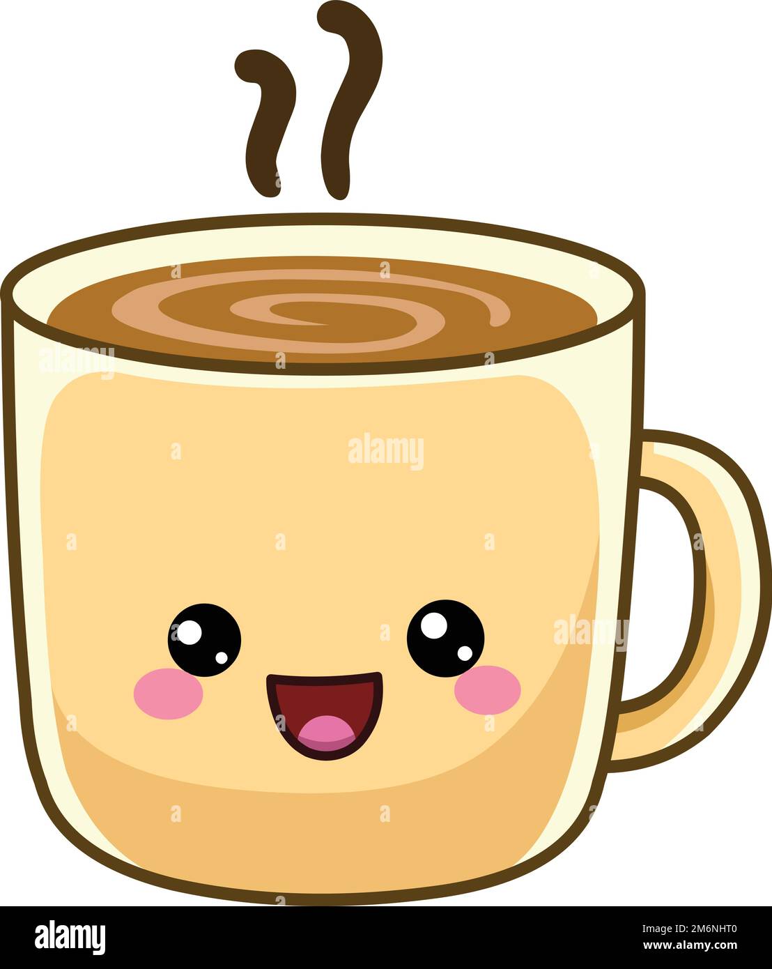 Bonne tasse de café chaud dans un style kawaii Illustration de Vecteur