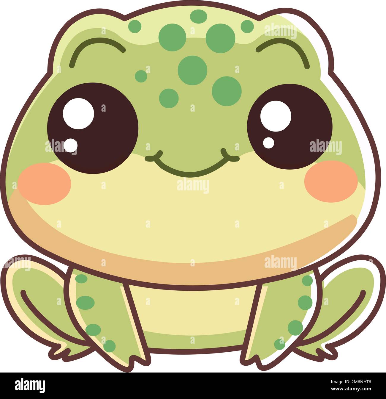 Bébé grenouille souriant dans un style kawaii Illustration de Vecteur