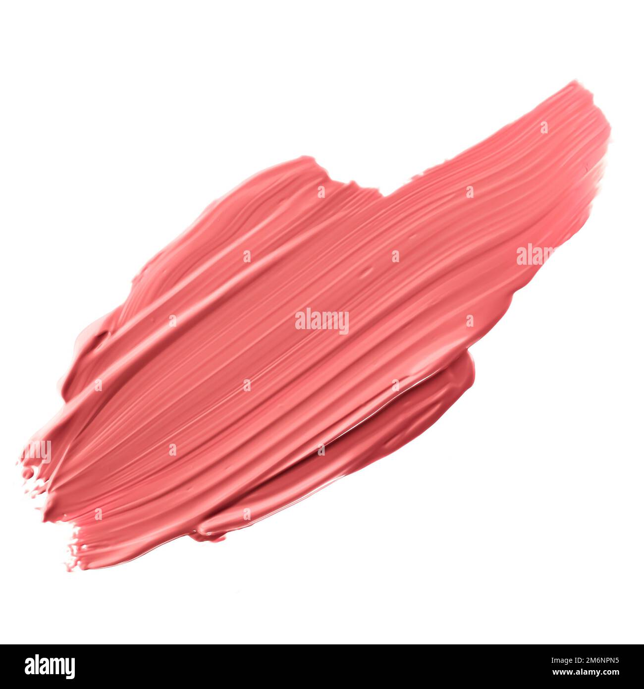 Nuance de beauté corail pastel, soin de la peau et maquillage, échantillon de produit cosmétique texture isolée sur fond blanc, maculage, cr Banque D'Images