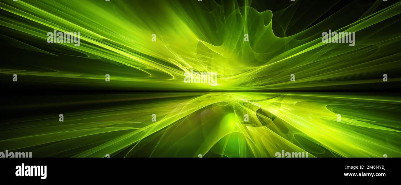 Fond Fractal Horizon vert brillant Banque D'Images