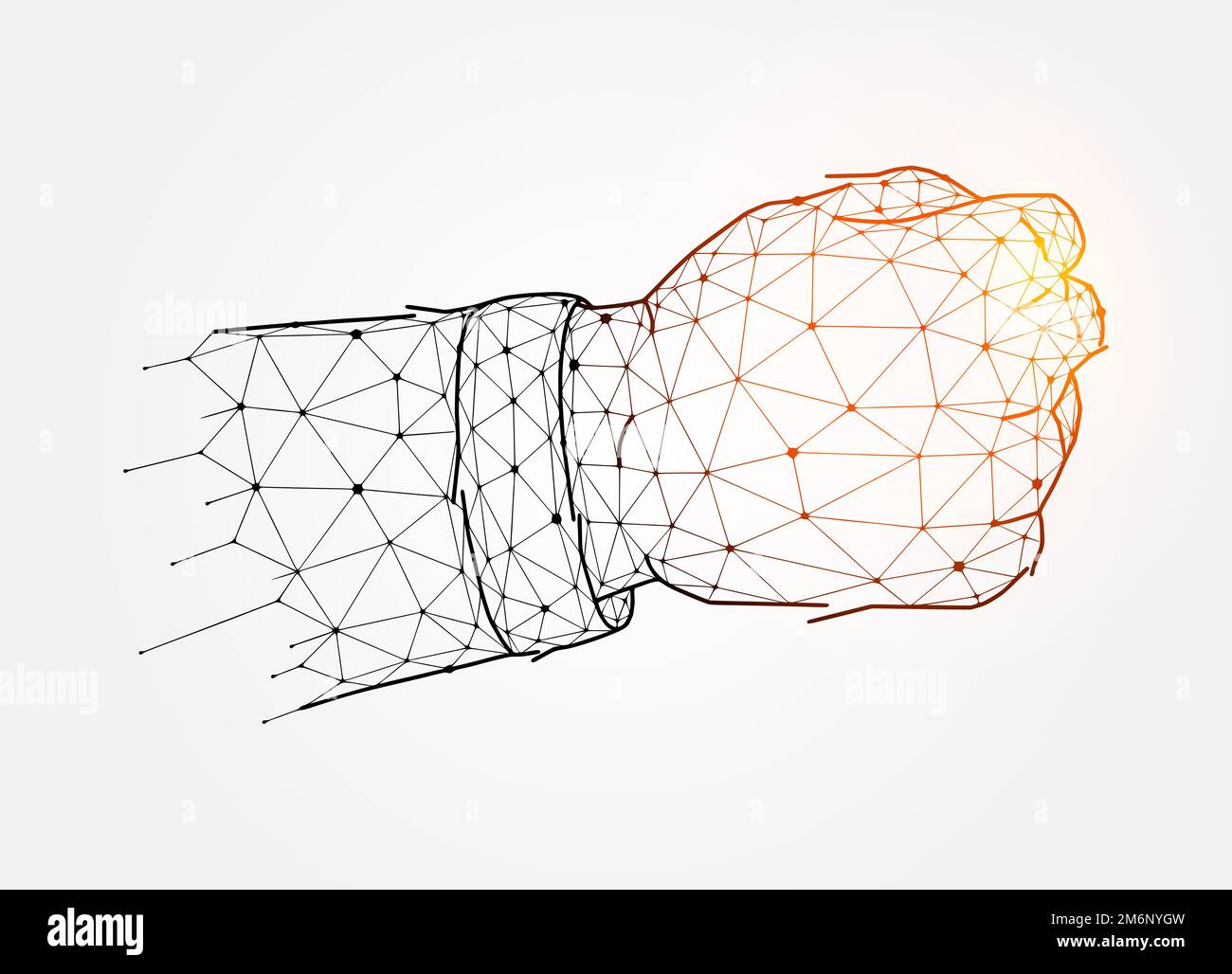 Avant Conception du concept Fight Gesture. Illustration vectorielle abstraite d'un poing symbolisant la défense, la résistance ou la force sur blanc Banque D'Images