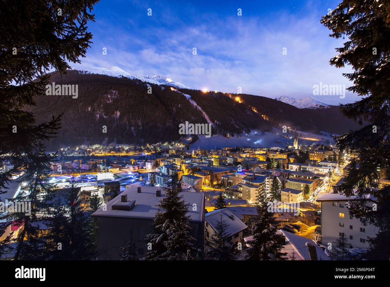 Davos, suisse, belle vue d'hiver. Banque D'Images