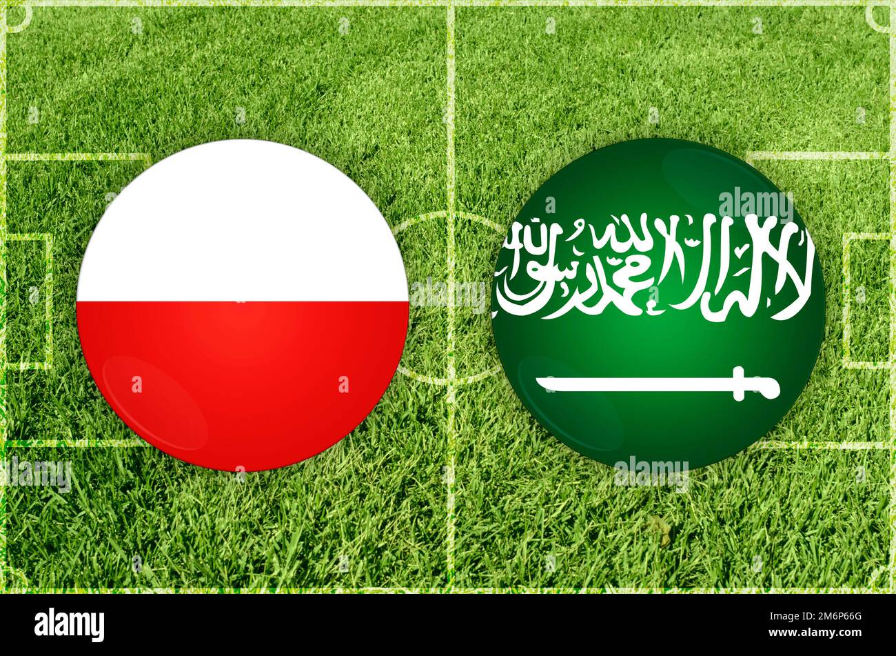 Match de football entre la Pologne et l'Arabie saoudite Banque D'Images