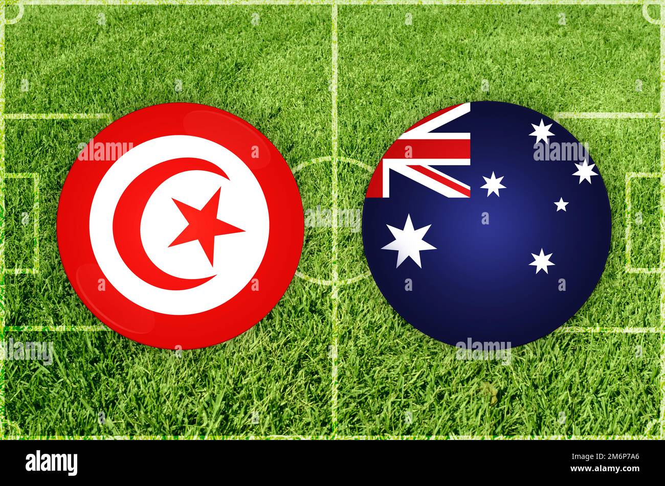 Match de football entre la Tunisie et l'Australie Banque D'Images