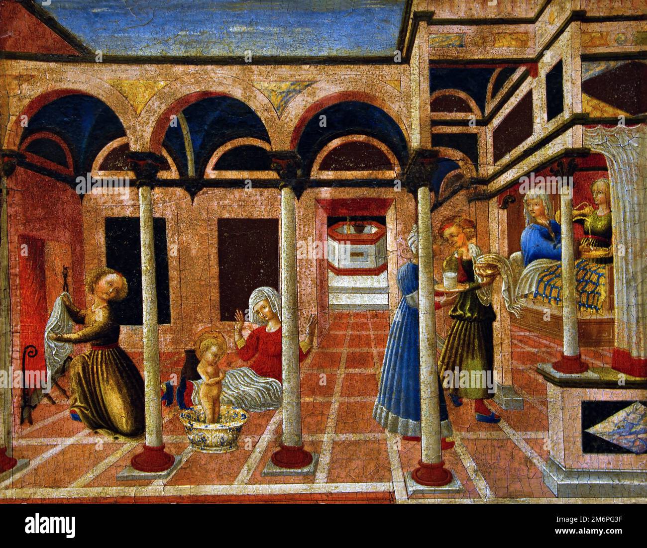 Miracle à la naissance de Saint Nicolas par Pietro di Giovanni d'Ambrogio (1410–1449) Italie, Italien. Banque D'Images