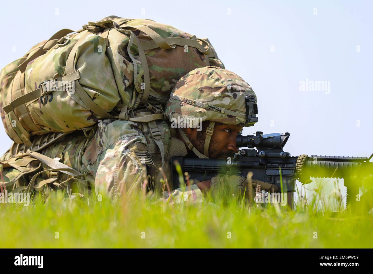 La semaine du guerrier se poursuit en tant que compétiteurs de la division d'infanterie 2nd/ROK-US Division combinée termine le troisième jour des événements, 3 mai 2022, sur le camp Humphreys, République de Corée. Le troisième jour, les soldats ont terminé un assaut aérien de Camp Casey à Camp Humphreys et ont terminé un cours qui a testé diverses tâches de guerrier et des exercices de bataille. Banque D'Images