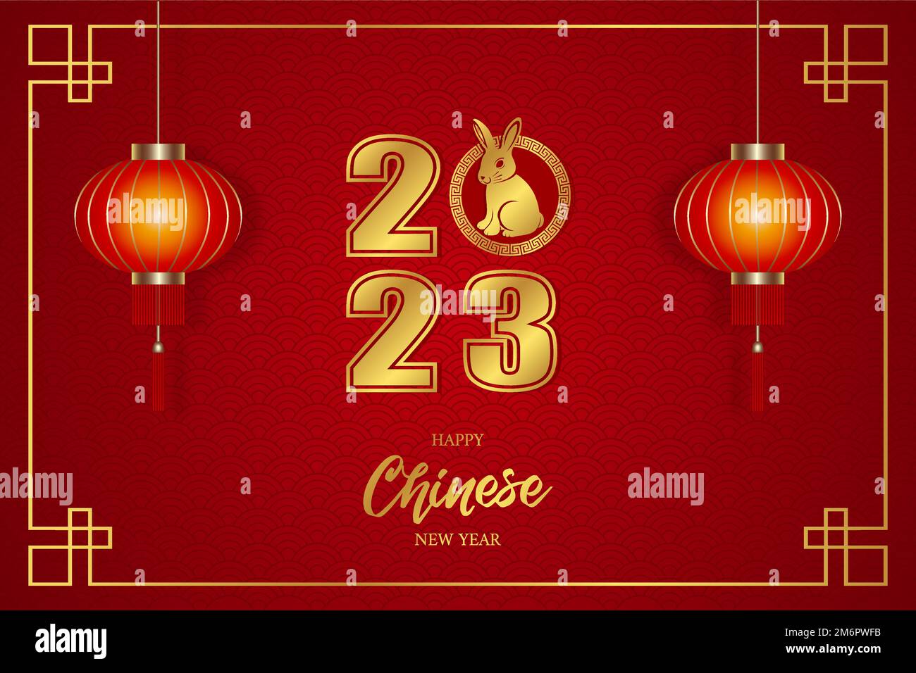 arrière-plan du nouvel an chinois avec fleurs, lanternes et décorations. arrière-plan de l'année du lapin Illustration de Vecteur