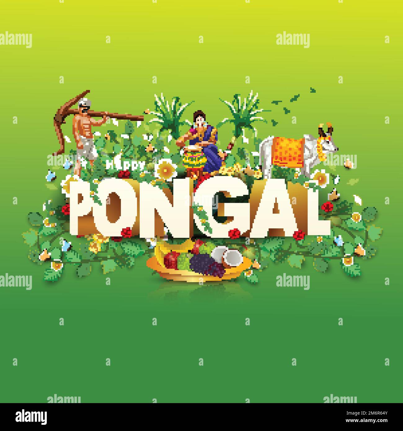 Nouvelle illustration du Happy Pongal Holiday Harvest Festival de Tamil Nadu. conception d'arrière-plan vectoriel Illustration de Vecteur