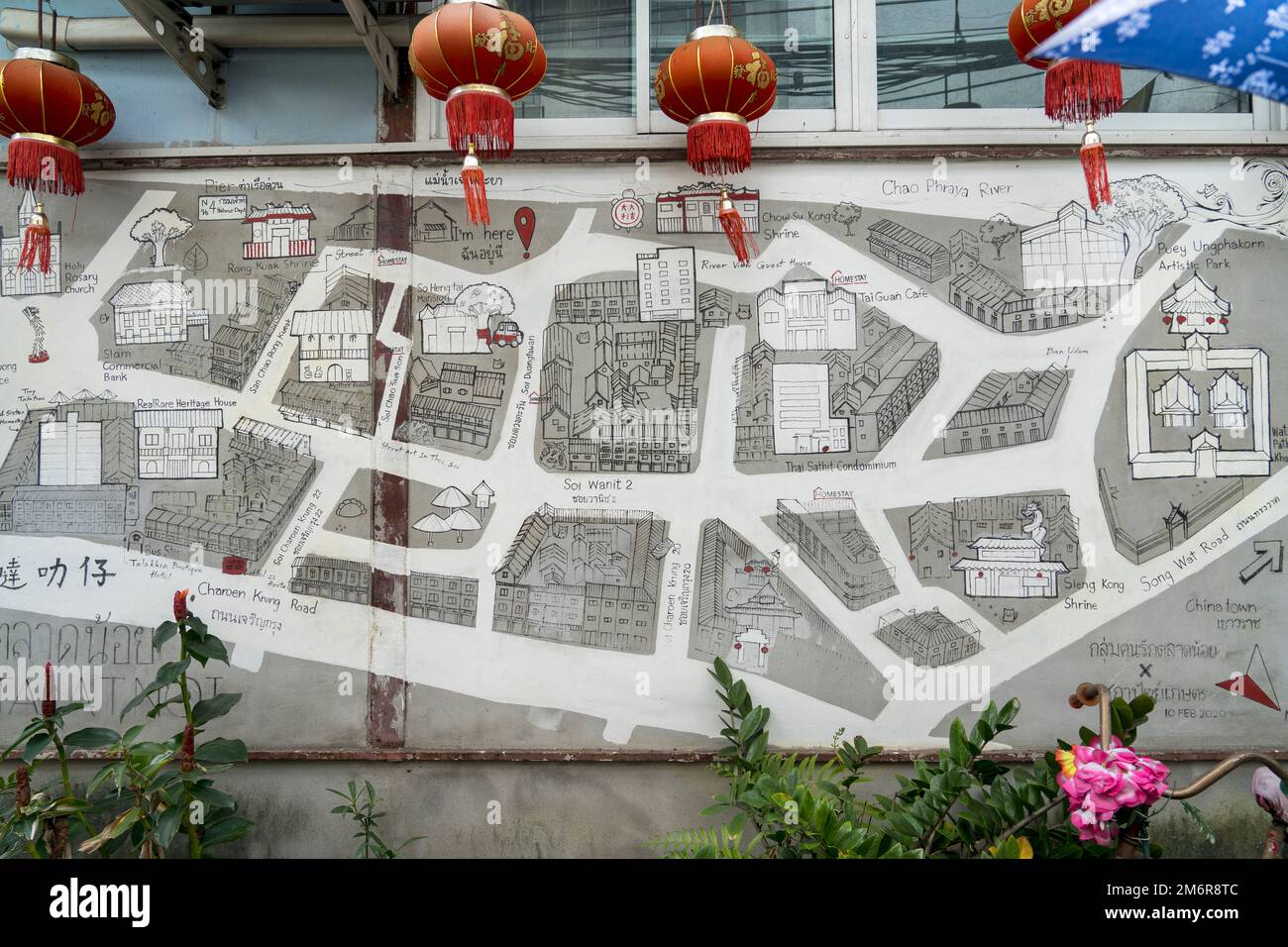 La carte du quartier Talat Noi dans le quartier de Chinatown de Bangkok