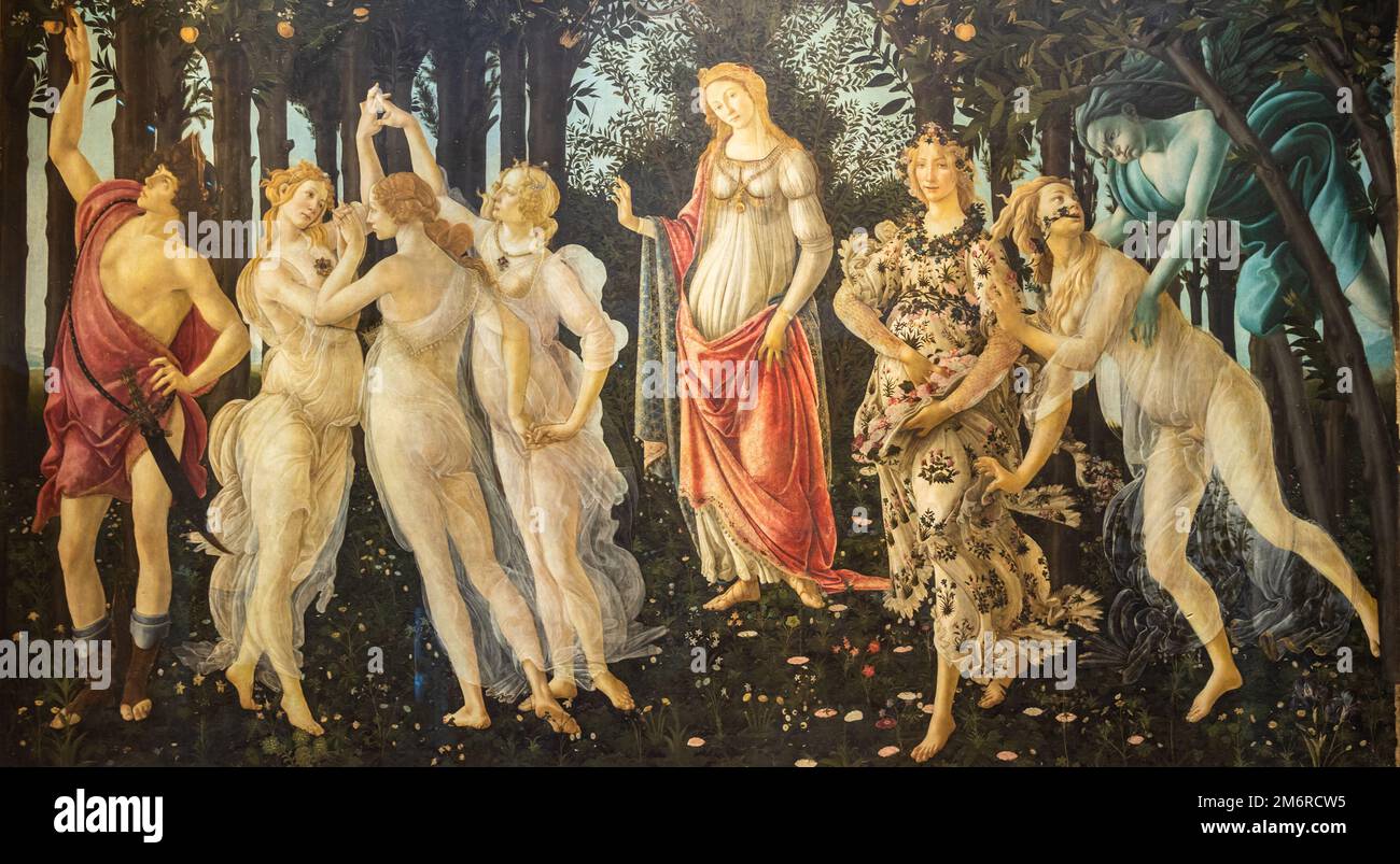 Alessandro Botticelli - printemps 1480. Art de la Renaissance au Musée des Offices Banque D'Images