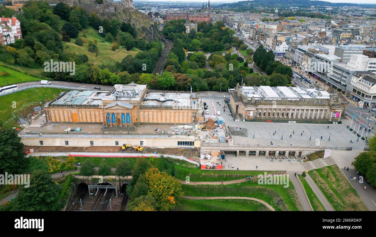 La Galerie nationale d'Écosse à Édimbourg d'en haut - vue aérienne - EDIMBOURG, ÉCOSSE - 04 OCTOBRE 2022 Banque D'Images