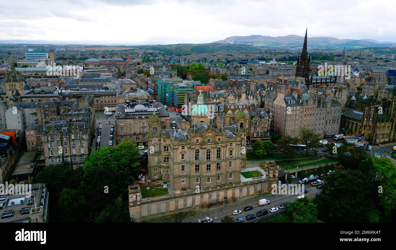 Musée d'Édimbourg sur la Mound - vue aérienne Banque D'Images