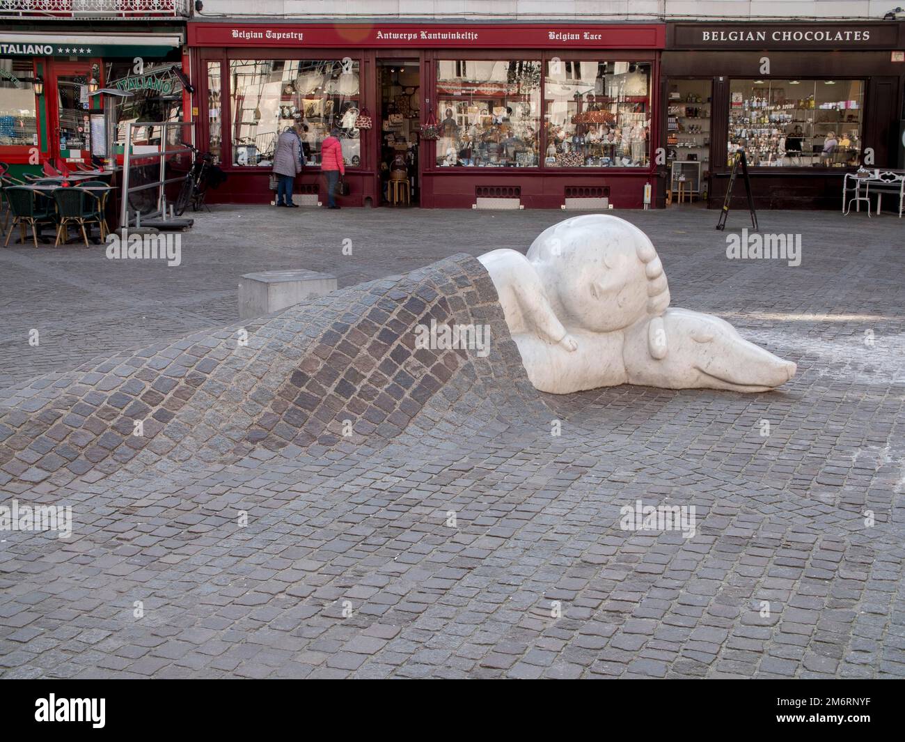 Handschoenmarkt, Nello et Patrache Statue, Anvers, Vlaanderen, Flandre, Belgique Banque D'Images