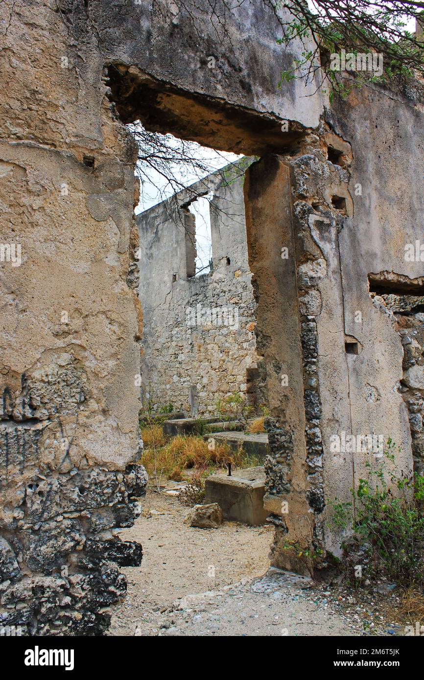 Ruines de l'ancienne mine d'or de Balashi, Aruba Banque D'Images