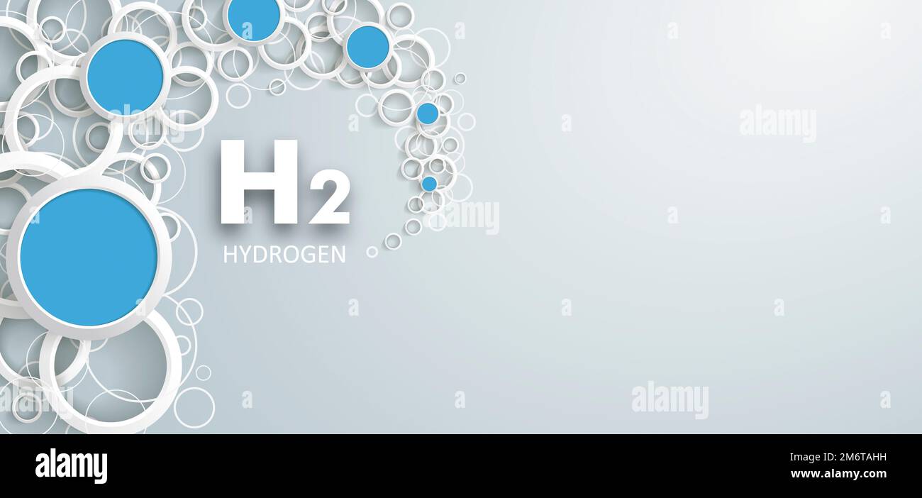 H2 anneaux blancs en hydrogène poussière de cercles bleus Banque D'Images H2 anneaux blancs en hydrogène poussière de cercles bleus Banque D'Images