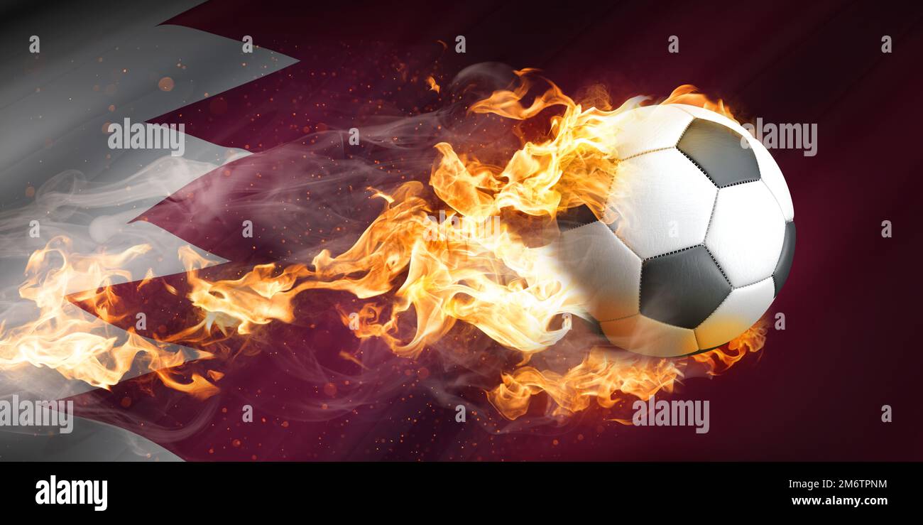 Burning football Qatar Banque D'Images