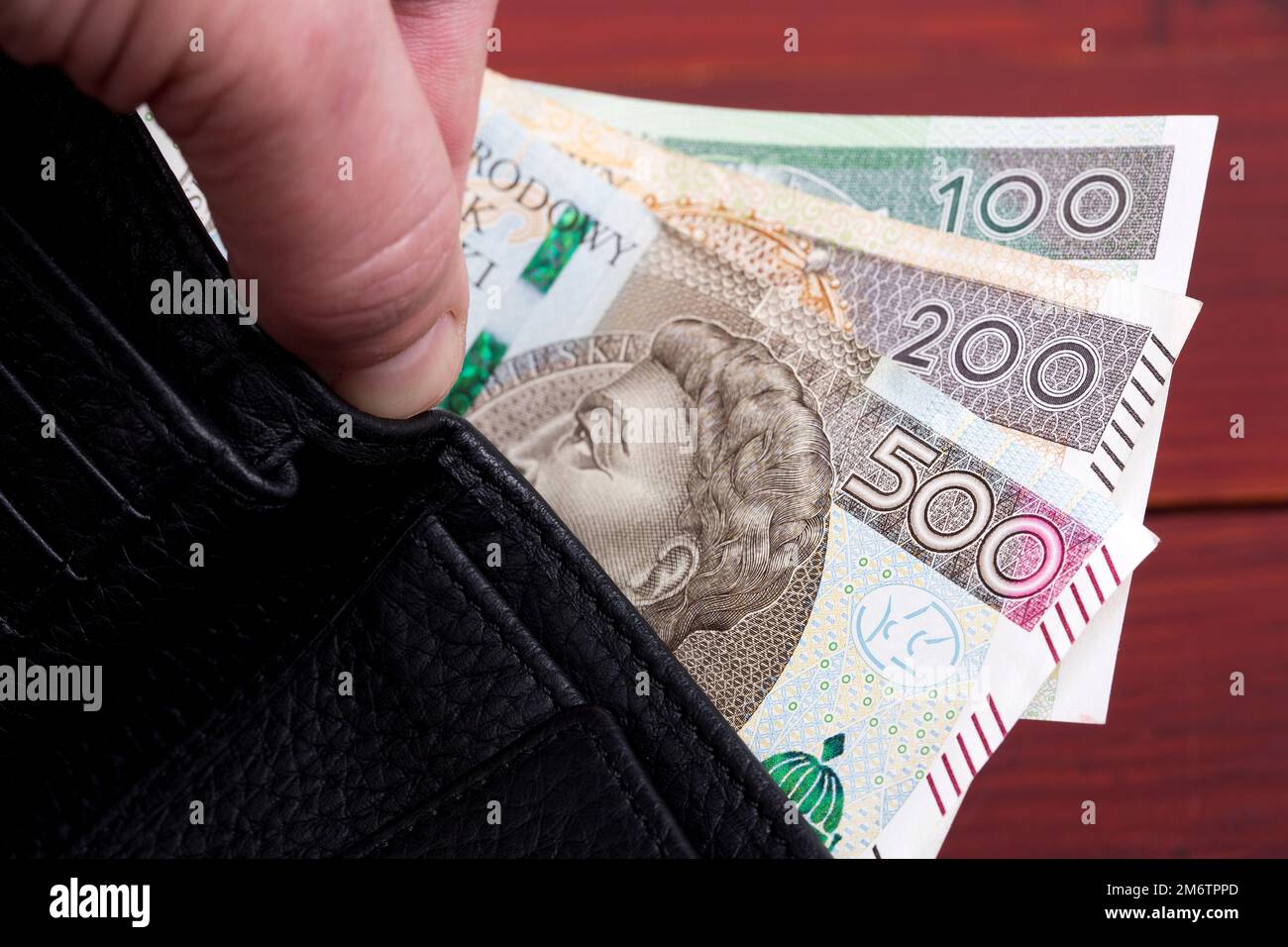 Argent polonais - Zloty dans le portefeuille Banque D'Images