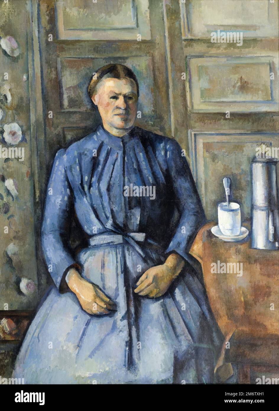 Femme avec une cafetière peinte par l'impressionniste français Paul Cézanne en 1895 Banque D'Images