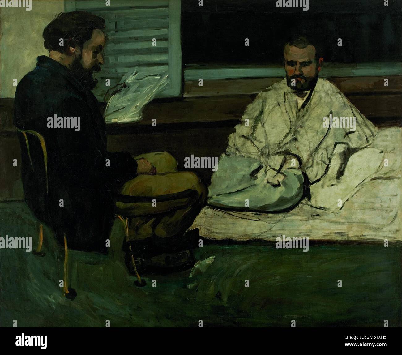 Paul Alexis lisant à Émile Zola, peint par l'impressionniste français Paul Cézanne en 1869 Banque D'Images