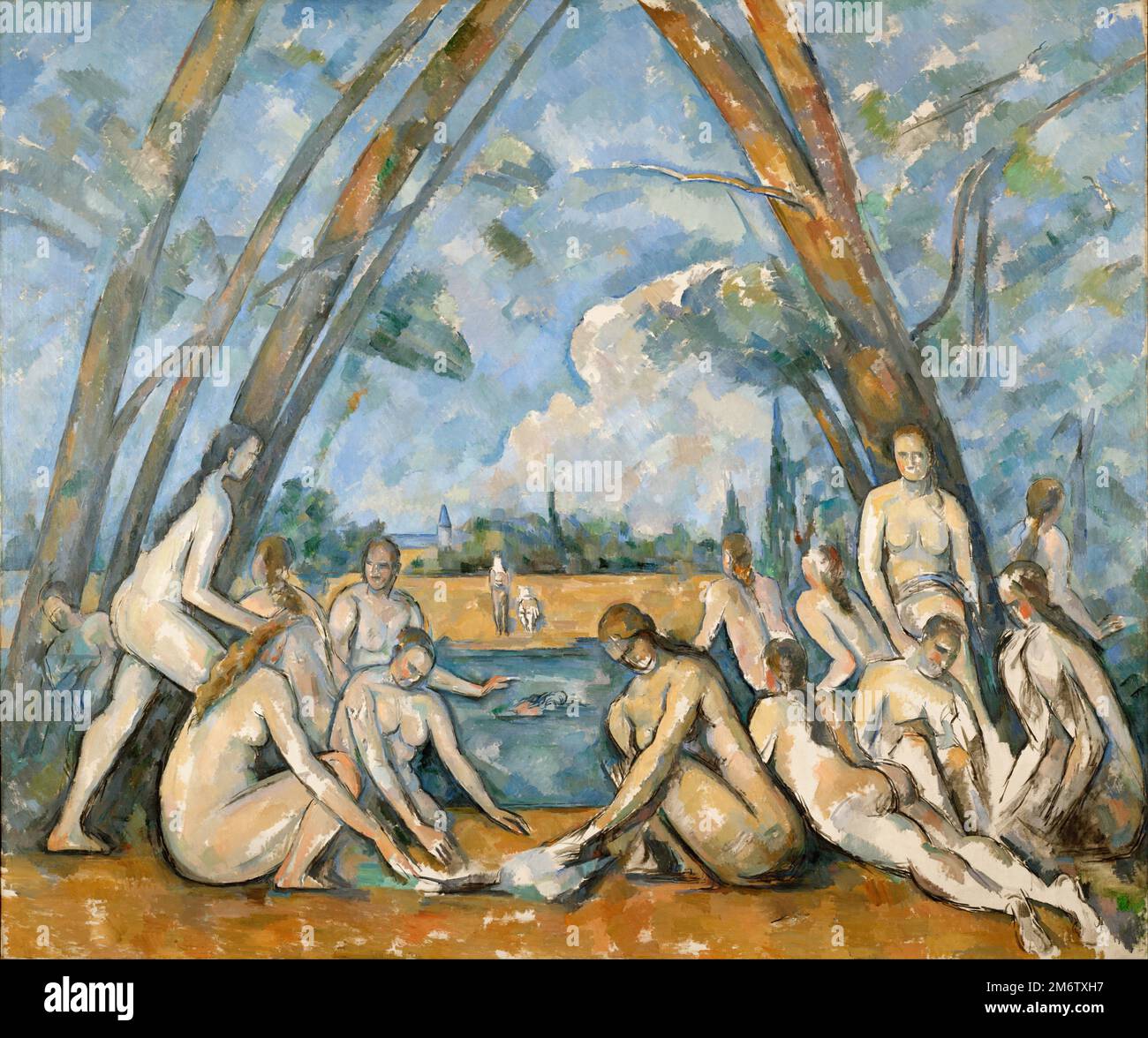Les grandes Baigneuses (les baigneurs) peint par l'impressionniste français Paul Cézanne en 1898 Banque D'Images