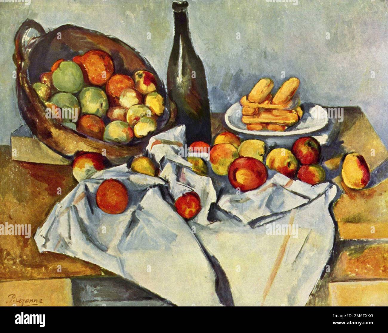 Le panier des pommes peint par l'impressionniste français Paul Cézanne en 1890 Banque D'Images