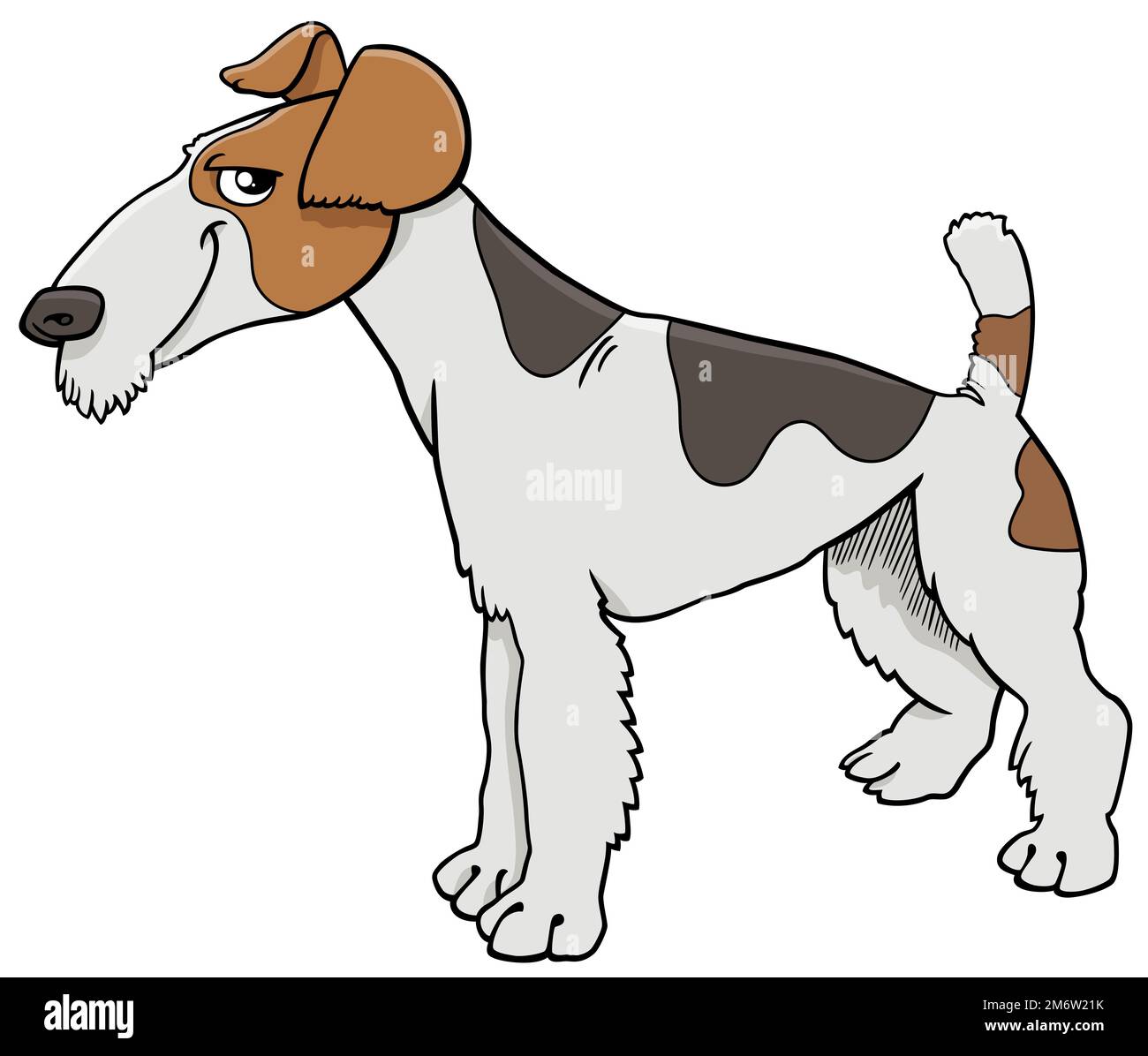 Personnage de chien de race purerouge de Fox Terrier de dessin animé Banque D'Images