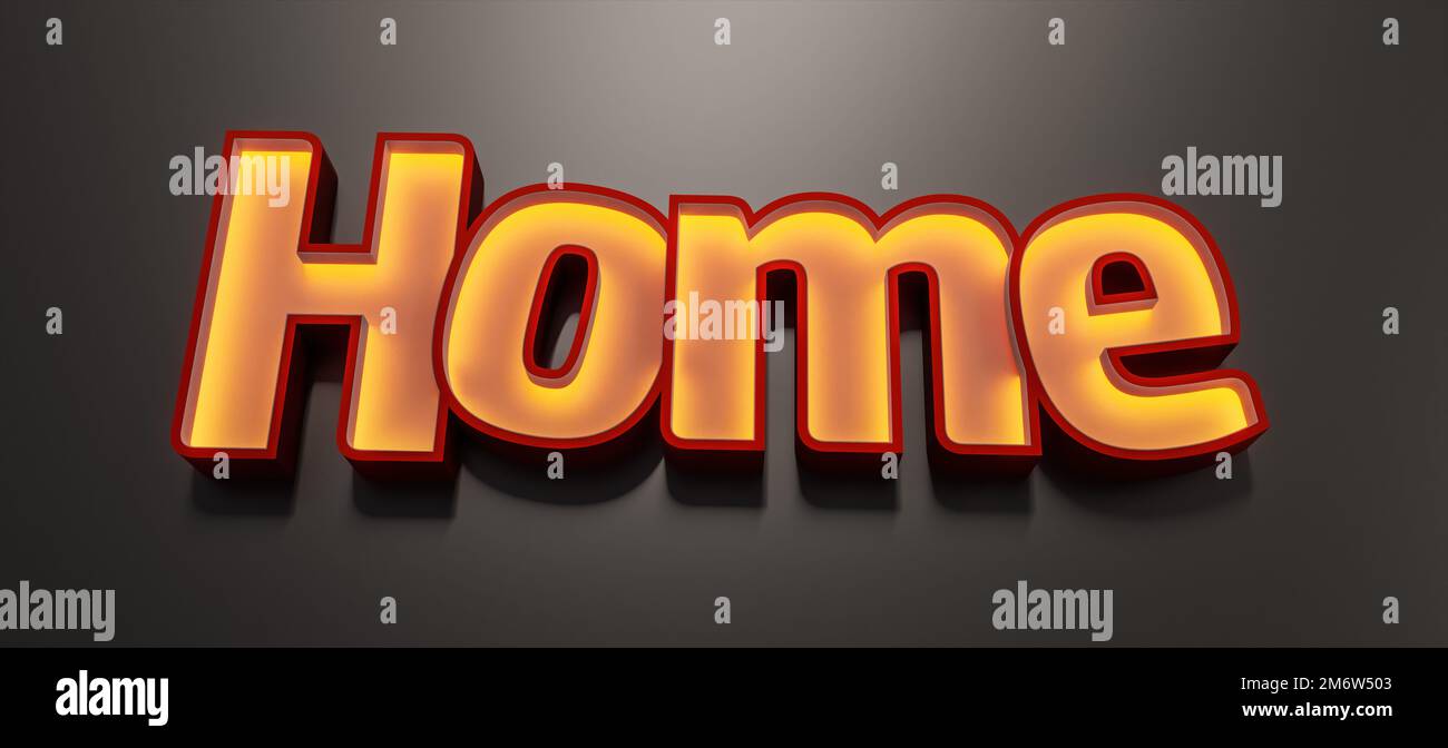 Enseigne lumineuse au néon lettrage maison Banque D'Images