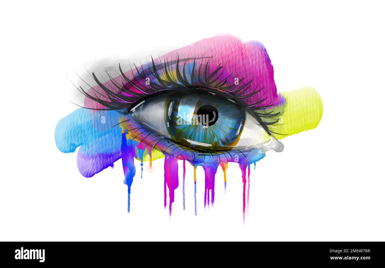 Human Eye avec des traits de peinture Banque D'Images