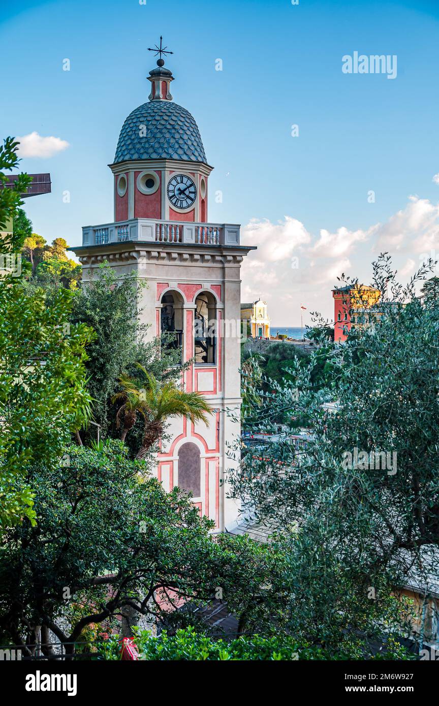 Tour de l'horloge à Portofino Banque D'Images